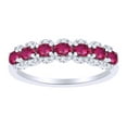 thumbnail image 1 of AFFY Simulated Ruby & White Natural Diamond Anniversary Band Ring In 14k Solid White Gold (1.17 cttw) Ring Size-8.5, 1 of 1