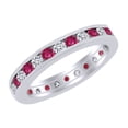 thumbnail image 1 of AFFY Simulated Ruby & White Natural Diamond Eternity Band Ring in 14k White Gold (0.33 Ct) Ring Size - 8, 1 of 1