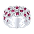thumbnail image 1 of AFFY Simulated Ruby & White Natural Diamond Wedding Band Ring In 14k Solid White Gold (2.45 cttw) Ring Size-14, 1 of 1