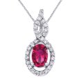 thumbnail image 1 of AFFY Simulated Ruby & White Natural Diamond Infinity Pendant Necklace In 14k Solid White Gold (0.61 Cttw), 1 of 1