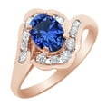 thumbnail image 1 of AFFY Simulated Sapphire & Cubic Zirconia Engagement Ring in 14k Rose Gold Over Sterling Silver (0.85 Cttw) Size Ring - 5.5, 1 of 1