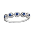 thumbnail image 1 of Simulated Sapphire Cubic Zirconia Five Flowers Ring Rhodium Plated Sterling Silver Size 8, 1 of 3