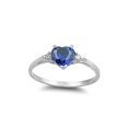 thumbnail image 1 of Simulated Sapphire Cubic Zirconia Heart Promise Ring 925 Sterling Silver Size 8, 1 of 2