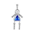 thumbnail image 1 of Simulated Sapphire Cubic Zirconia September Birthstone Girl Flat Charm Rhodium Plated Sterling Silver, 1 of 3