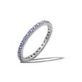 thumbnail image 1 of Simulated Sapphire Cubic Zirconia September Birthstone Inlay Eternity Ring Sterling Silver Size 5, 1 of 2