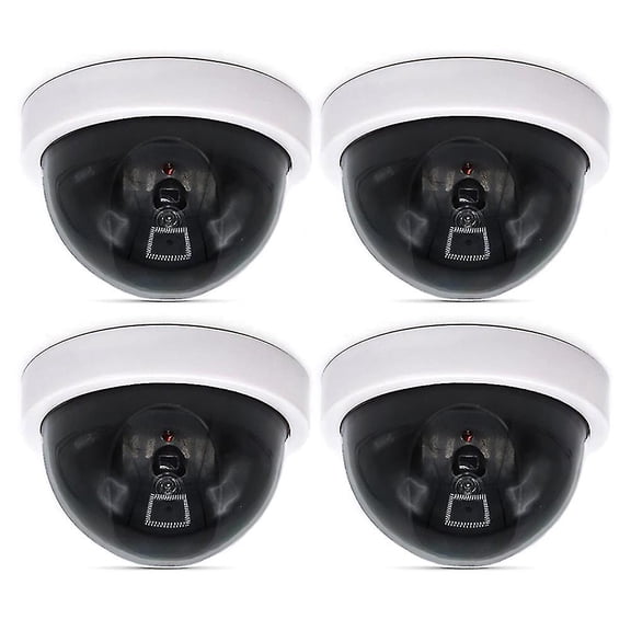Simulated Security CCTV Dome Camera with Flashing Red LED Light