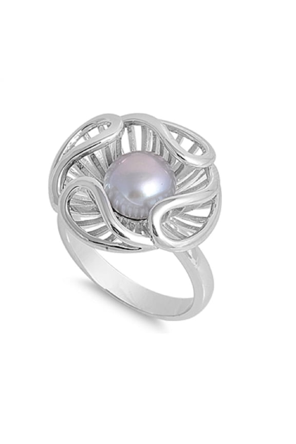 Simulated Shell Simulated Mother Of Pearl Stone Ring Sterling Silver