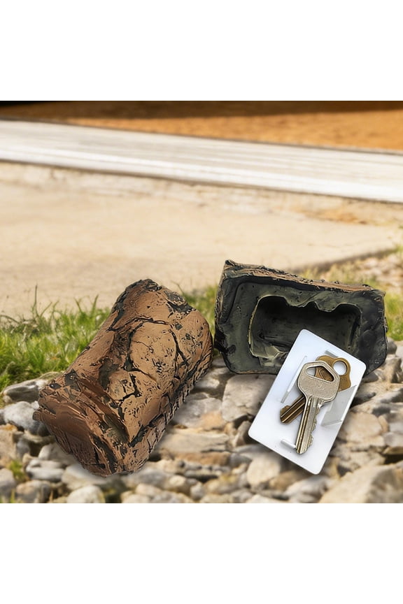 Simulated Stone Key Holder, Fake Rock Disguised Hidden Key Box for Outdoor Garden, Weather Resistant Secure Storage for Spare House Car Keys, Practical and Discreet Home Security Solution-Brown