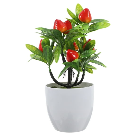 Simulated Strawberry Potted Plant Fruit Decoration Fruitful Red
