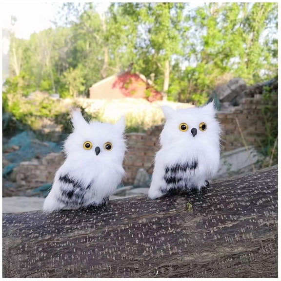 Simulated Stuffed Owl Figure,2.9in Tall Bird for Craft, Halloween Prop or Christmas Tree Topper Use Pendant Model Children's Prop Doll 2Pcs