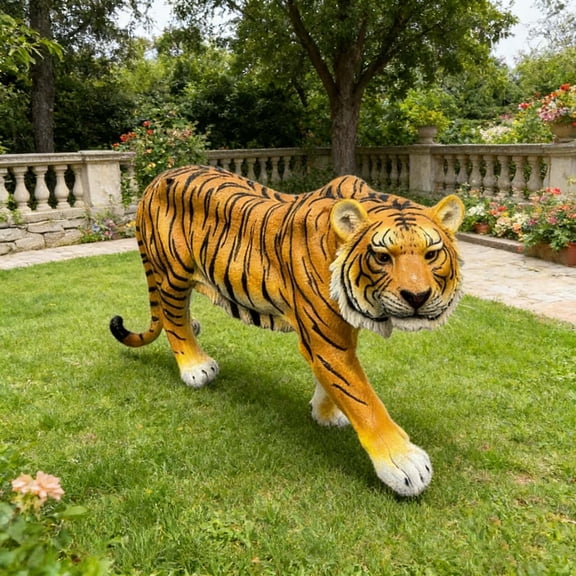 Simulated Tiger Resin Garden Statue, Indoor & Outdoor Decorative Ornament, Lawn & Courtyard Art Craft, Unique Gift for Home & Yard