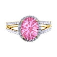 thumbnail image 1 of AFFY Simulated Tourmaline CZ &White Natural Diamond Halo Engagement Ring In 10K Solid Yellow Gold (0.32 Cttw), 1 of 1