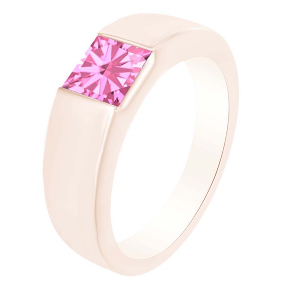AFFY Simulated Tourmaline Princess Solitaire Band Ring 0.15 Cttw 14k Rose Gold Over Sterling Silver-11