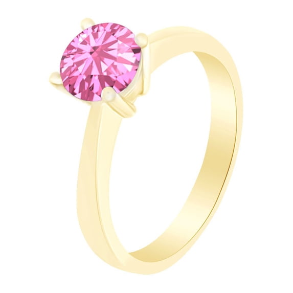 AFFY Simulated Tourmaline Solitaire Engagement Ring 14k Yellow Gold Over Sterling Silver 1.00 Cttw-4.5