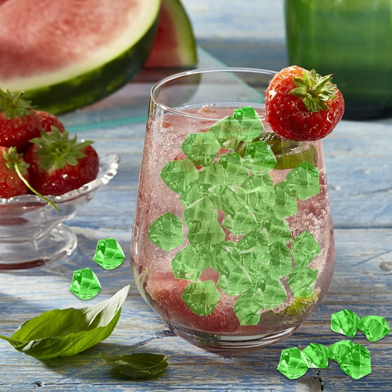 Simulated Transparent Acrylic Colored Stone (50Pc) Emerald Green,50X Crystal Stones,Fake Crystals 50Pcs Acrylic Gems Clear Ice Rocks Plastic Diamonds Vase Rocks Centerpiece for Vase Fillers