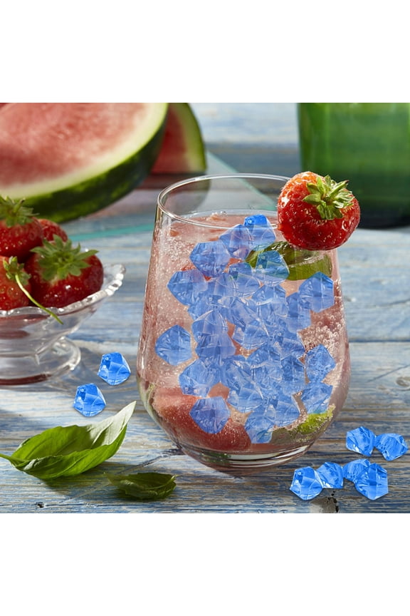 Simulated Transparent Acrylic Colored Stone (50Pcs) Dark Blue,50X Crystal Stones,Fake Crystals 50Pcs Acrylic Gems Clear Ice Rocks Plastic Diamonds Vase Rocks Centerpiece for Vase Fillers