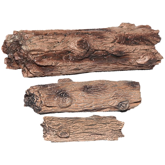 VORCOOL 3Pcs Brown Resin Simulation Tree Trunk Ornament for Garden Landscape Decor