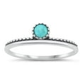 thumbnail image 1 of Simulated Turquoise Bali Ring .925 Oxidized Sterling Silver Band Blue CZ Jewelry Female Size 5, 1 of 4