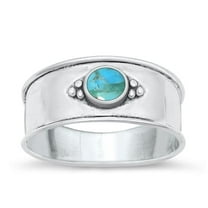 Simulated Turquoise Bali Ring .925 Sterling Silver Band Blue Cubic Zirconia Jewelry Female Size 10
