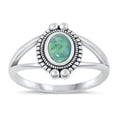 thumbnail image 1 of Simulated Turquoise Bali Ring .925 Sterling Silver Band Blue Cubic Zirconia Jewelry Female Size 5, 1 of 4