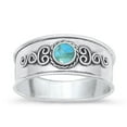 thumbnail image 1 of Simulated Turquoise Bali Ring .925 Sterling Silver Band Blue Cubic Zirconia Jewelry Female Size 7, 1 of 4