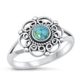 thumbnail image 1 of Simulated Turquoise Bali Ring .925 Sterling Silver Band Blue Cubic Zirconia Jewelry Female Size 9, 1 of 4