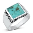 thumbnail image 1 of Simulated Turquoise Greek Key Ring .925 Sterling Silver Band Blue CZ Jewelry Female Size 6, 1 of 4