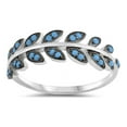 thumbnail image 1 of Simulated Turquoise Leaf Band Ring Two Tone Sterling Silver, 1 of 3