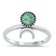 thumbnail image 1 of Simulated Turquoise Moon Ring .925 Sterling Silver Band Blue Cubic Zirconia Jewelry Female Size 4, 1 of 4