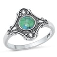 thumbnail image 1 of Simulated Turquoise Ornate Bali Ring .925 Sterling Silver Band Blue CZ Jewelry Female Size 8, 1 of 4