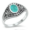 thumbnail image 1 of Simulated Turquoise Ornate Bali Rope Boho Ring .925 Sterling Silver Band Blue CZ Female Size 5, 1 of 4