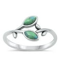 thumbnail image 1 of Simulated Turquoise Ring .925 Sterling Silver Leaf Branch Band Blue CZ Jewelry Female Size 10, 1 of 4