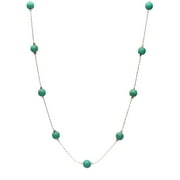 Simulated Turquoise Stone Illusion Station Sterling Silver Chain Necklace, 16"
