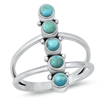 Simulated Turquoise Wholesale Ring .925 Abstract Sterling Silver Band Blue CZ Female Size 6