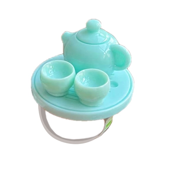 Simulated Water Kettle Tea Set Rings Adjustable Open Rings New Chinese Style Finger Rings Jewelry Daily Wear Accessory