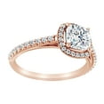 thumbnail image 1 of AFFY Simulated White Moissanite & Natural Diamond Engagement Ring In 14K Rose Gold, Size-4, 1 of 1