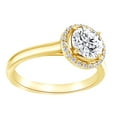 thumbnail image 1 of AFFY Simulated White Moissanite & Natural Diamond Halo Engagement Ring In 14K Yellow Gold, Size-8.5, 1 of 1