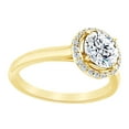 thumbnail image 1 of AFFY Simulated White Moissanite & Natural Diamond Halo Solitaire Ring In 14k Solid Yellow Gold, Ring Size-10, 1 of 1