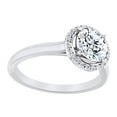 thumbnail image 1 of Simulated White Moissanite With Natural Diamond Halo Solitaire Ring In 14k Solid White Gold, Ring Size-6, 1 of 1