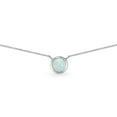 thumbnail image 1 of Simulated White Opal 6mm Round Bezel-Set Dainty Sterling Silver Choker Necklace, 1 of 3