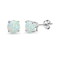 thumbnail image 1 of Simulated White Opal 6mm Round-Cut Solitaire Sterling Silver Stud Earrings, 1 of 3