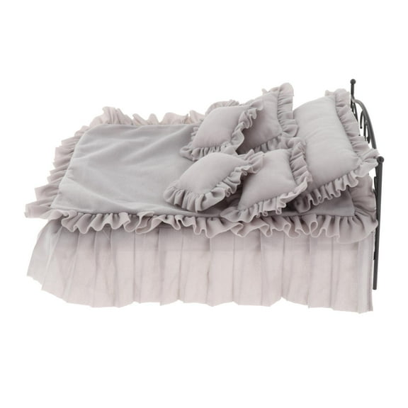 Simulation 1/6 Scale Wrought Bed Collection with Mattress Sheet Furniture Model Bedroom Set with for Doll Life Scene