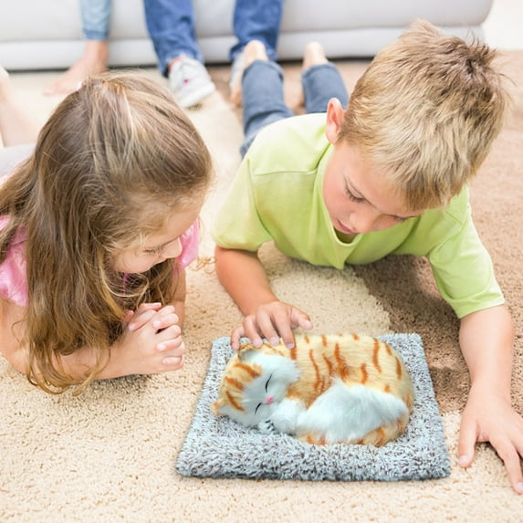 Simulation Animal Doll Plush Cat Toy,Interactive Companion Robot Cat Pets, Handmade Weighted Stuffed Animals, Cat Plush Toy with Voice Response, Realistic Heartbeat and Purring