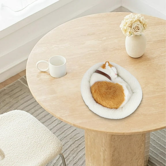 Simulation Animal Model Ornaments, Creative Birthday Realistic Breathing Cat Plush Toy Soft Stuffed Electronic Pet Home Decor Yellow Spotted Cats Smile Home