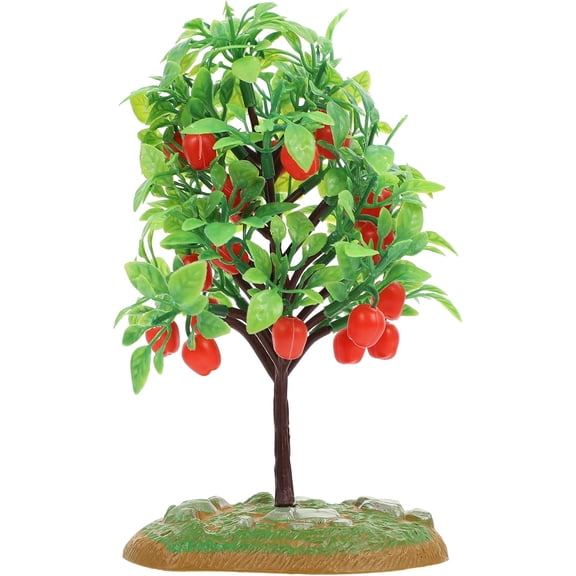 Simulation Apple Tree Model, 2pcs Miniature Artificial Apple Trees for Micro Landscape, Small Fruit Plant Decor, 6.1X3.5 in
