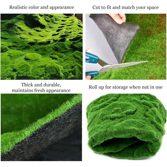 Simulation Artificial Moss Mat 1x1m, Fake Moss Mat Decorative Faux Turf Lawn Carpet for Balcony Terrace Decoration Window Display Decoration