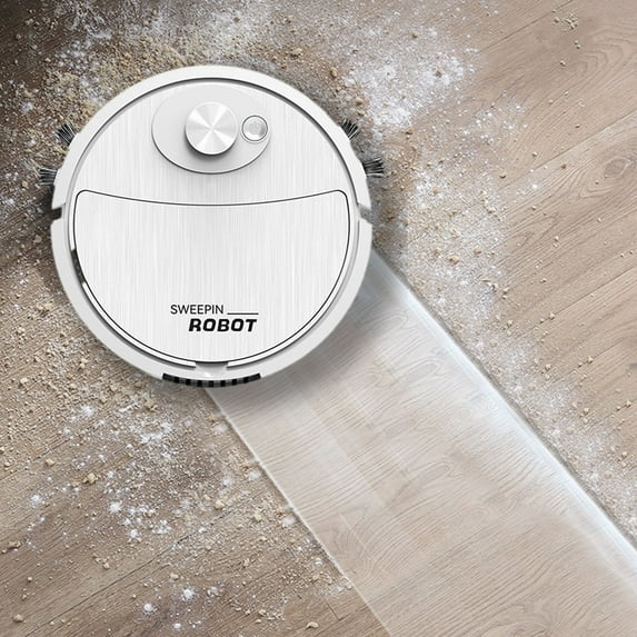 Simulation Automatic Vacuum Robot,Pretend Role Play Vacuum Cleaner for Toddler Housekeeping Clean Ultra Slim Quiet Cleans Hard Floors To Medium Pile Carpets Integral Memory Multiple Cleaning Modes