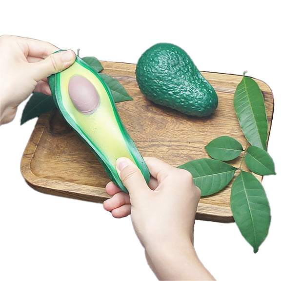 Simulation Avocado Half Shape Squishy Fidget Toys for Adults Soft Plastic Sensory Gadget Realistic Fruit Theme Office Desk Accessory Pressure Relief Tool 1 Pack