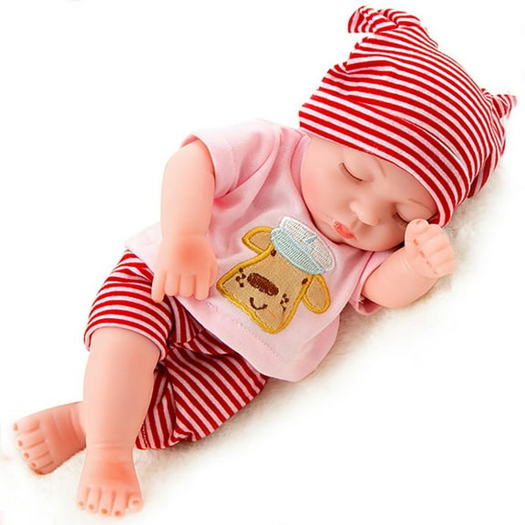 Simulation Baby Doll, Soft Plastic Reborn Doll with Cotton Body & Lifelike 10-12 Inch Size, Realistic Skin Texture Removable Clothes, Accompany Art Collection Photography Prop, Kids Gift