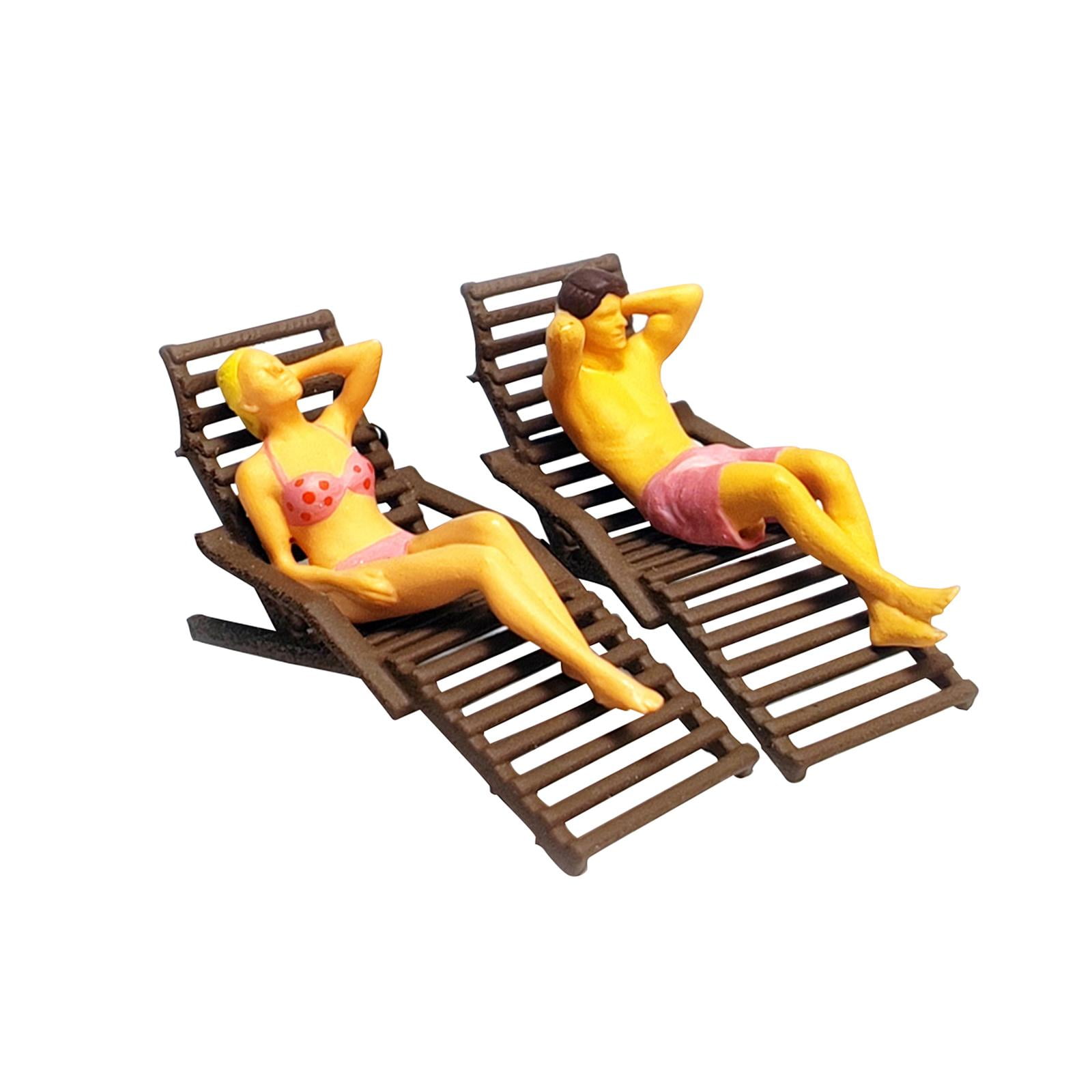 Simulation Beach Couple Set Model Toy Creative Miniature Life Scene for Dioramas Black
